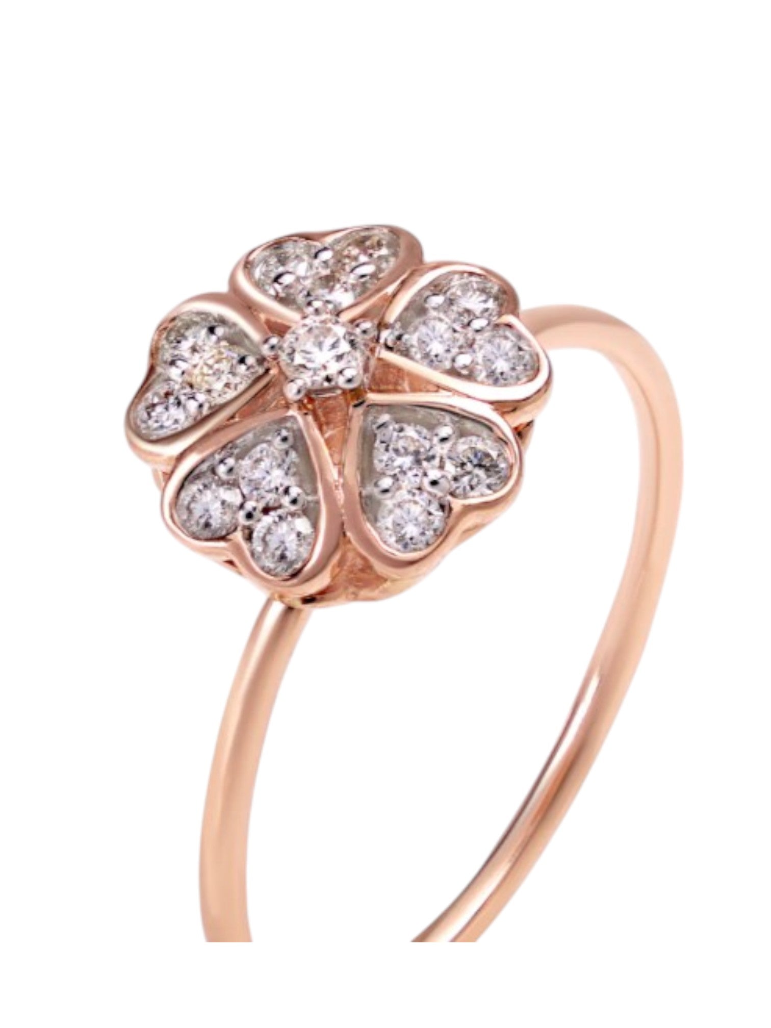 Floral Fete 925 Sterling Silver Rose Gold Plated CZ Stone Light Weight Ring For Women By Kesardeep